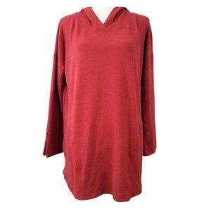 SOFT SURROUNDINGS Burgundy Red Oversized Hooded Blouse w/Side Pockets Women's M